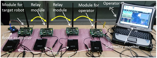 Fig. 2 Wireless module prototypes with a novel design in layer 2 for relay-based robot control.