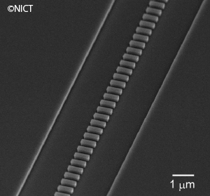 (c) シリコン1次元フォトニック結晶の電子顕微鏡（SEM）写真